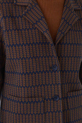 Blazer Jacquard Pockets Wheat Field Navy Blau