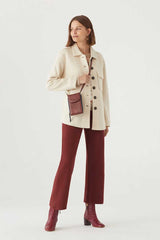 Pullover With Front Woven Dark Beige