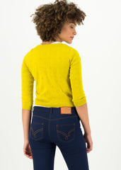 Logo Roundneck Cardigan Short Yellow Heart von blutsgeschwister
