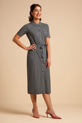 Rosie Slimfit Dress Bourbon Dragonfly Green von King Louie