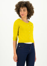 Logo Roundneck Cardigan Short Yellow Heart von blutsgeschwister