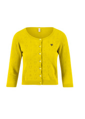 Logo Roundneck Cardigan Short Yellow Heart von blutsgeschwister