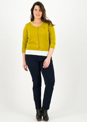 Logo Roundneck Cardigan Short Yellow Heart von blutsgeschwister