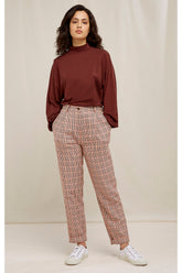 Annis Houndstooth Trousers Brown Muti von People Tree