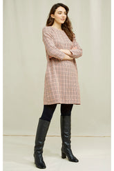 Erica Houndstooth Dress Brown Muti von People Tree