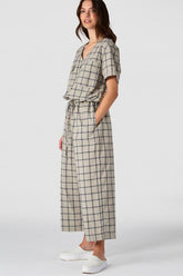 Rosalina Jumpsuit Beige Checked von Kings of Indigo