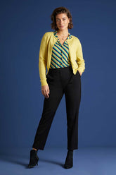 Strickjacke Rundhals Organic Lapis Lemon Gelb