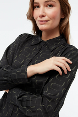 Bluse Kasia Black Dark Khaki Waves
