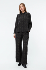 Bluse Kasia Black Dark Khaki Waves