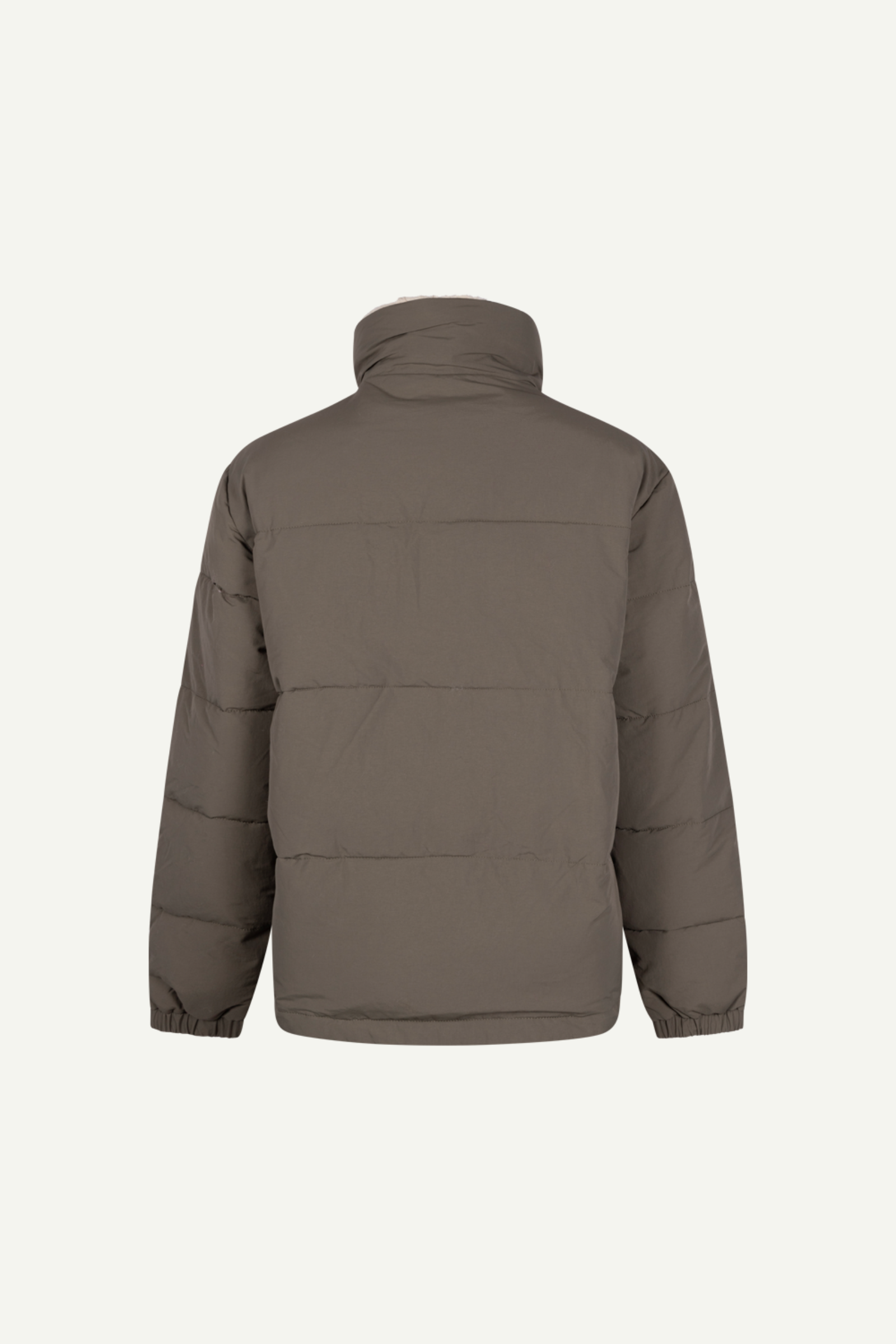 gesteppte Herbst- / Winterjacke in taube mit beigem Kunstfell-Innenfutter von Another Label