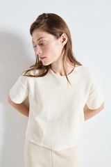 T-Shirt Court Droit Ecru