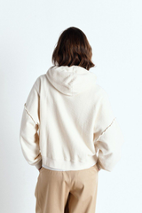 Cardigan Zipper Capuc Ecru