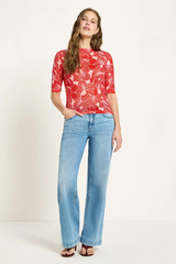 Stehkragenshirt Aus Tencel Print Bloom Red