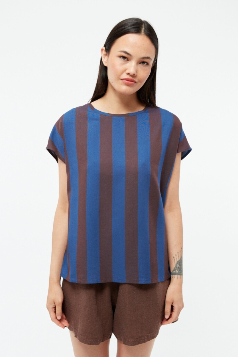 Bluse GBFenna Blazing Blue Chocolate Brown Stripes