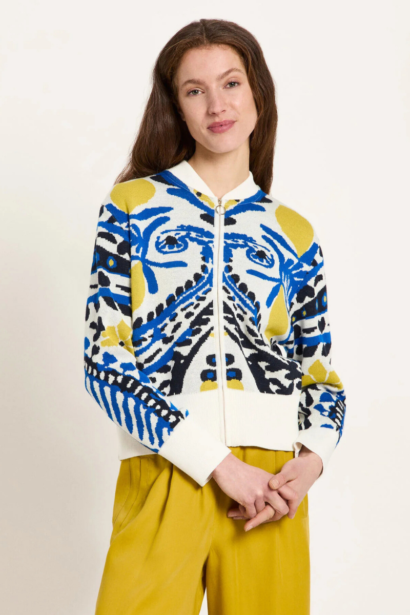 Jacquard Strickjacke Gots Multicolour Jacquard