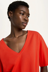 Shirt Mit V-ausschnitt Gots Lava Red