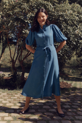 Kleid RWDallas LS Midi medium denim blue