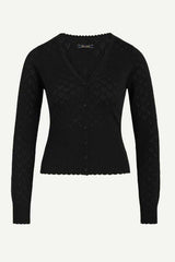 Strickjacke V Heart Ajour BCI Black