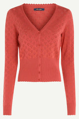 Strickjacke V Heart Ajour BCI Tweed Orange