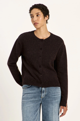 Strickjacke Boxy Bitter Chocolate Tweed