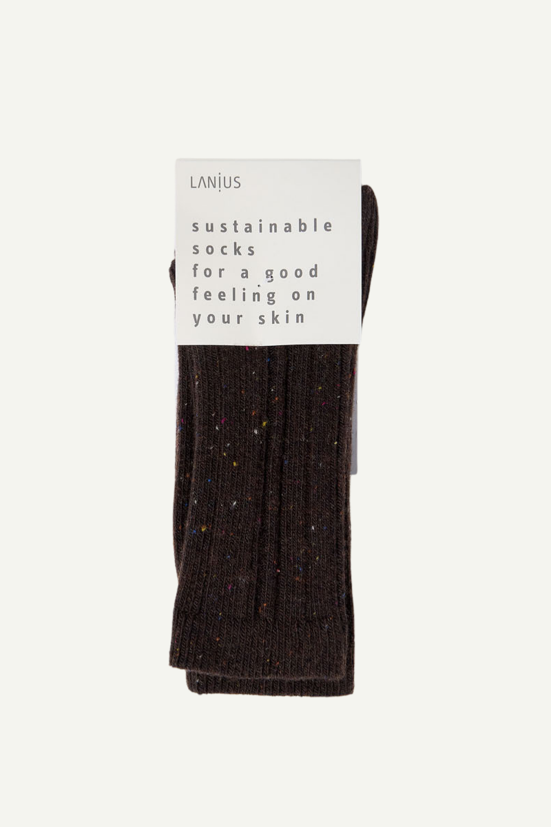 Socken Rippenstrick Bitter Chocolate Tweed