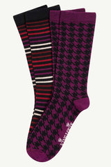 Socken 2er-Pack Pied-de-Poule Caspia Purple