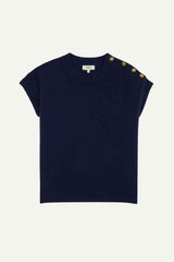 Kurzarm-Pullover Plasca Bleu Nuit