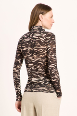 Longsleeve Rollkragenshirt Print Animal Stripes Rose
