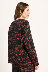 Bluse Print Animal Stripes Chocolate