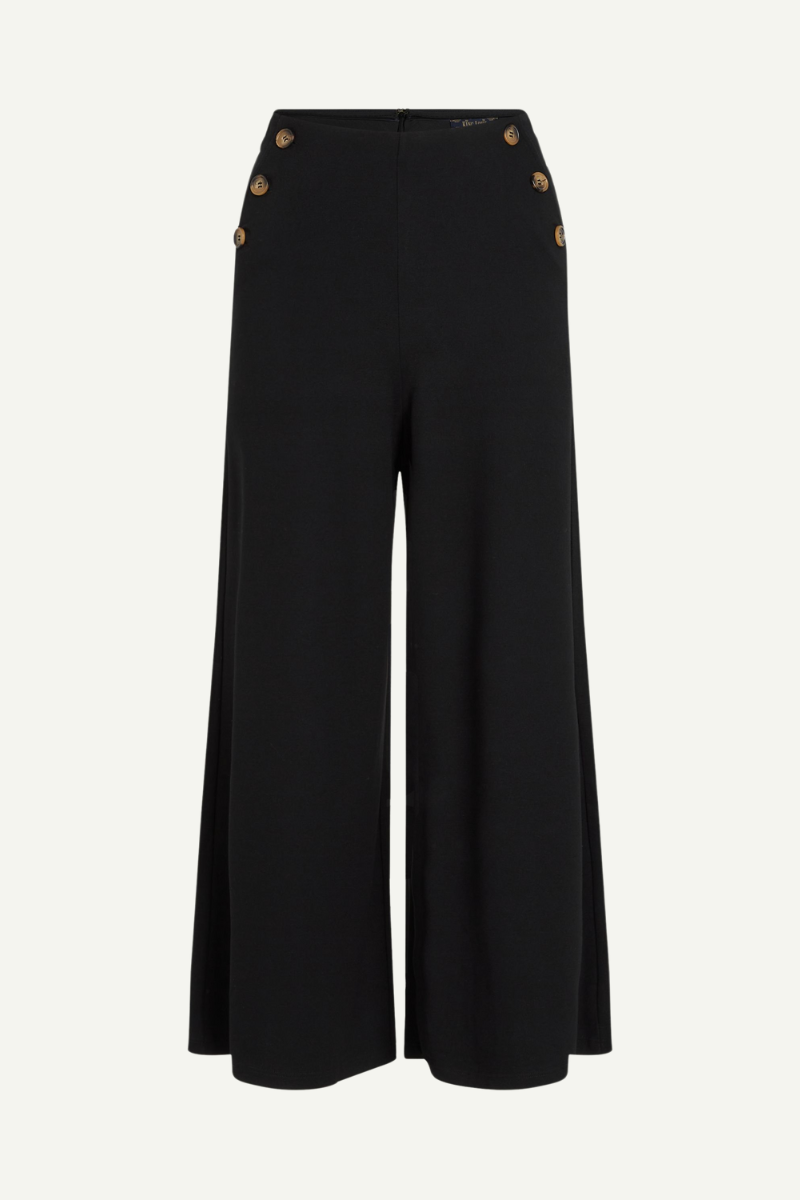 weite Culotte-Hose mit seitlichen Knopfdetails in schwarz von King Louie