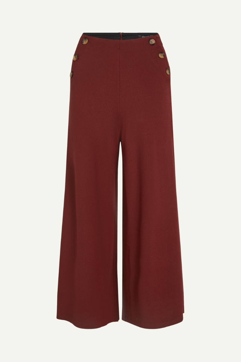 weite Culotte-Hose mit seitlichen Knopfdetails in rostrot von King Louie