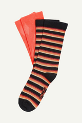 retro-inspirierende Socken mit Glitzerfäden, gestreift in coral, weinrot und schwarz, aus nachhaltiger Bambusfaser