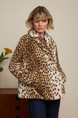 Jacke Patti Midi Cheetah Fur Ivory