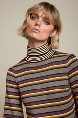 Top Maya Rollneck Sixties Stripe Black