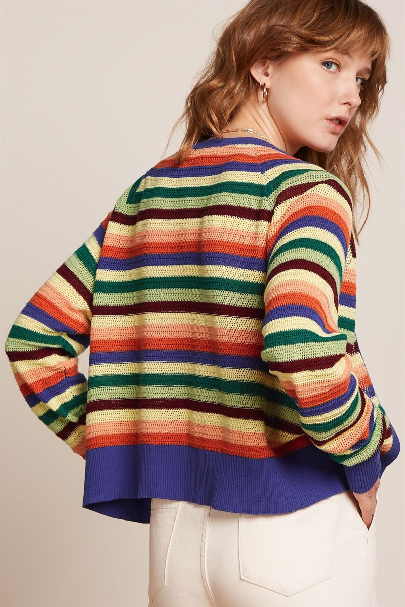 Strickjacke Blanca Molo Bluing von King Louie in Regenbogenfarben farbig gestreift