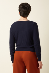 Strickjacke Deep V Cedar Blue