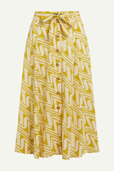 Leichter Sommerrock von King Louie in Gelb mit Bindegürtel und Knopfleiste 