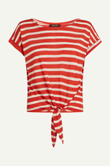Shirt Aria Knot Marsy Linen Stripe Sun Orange
