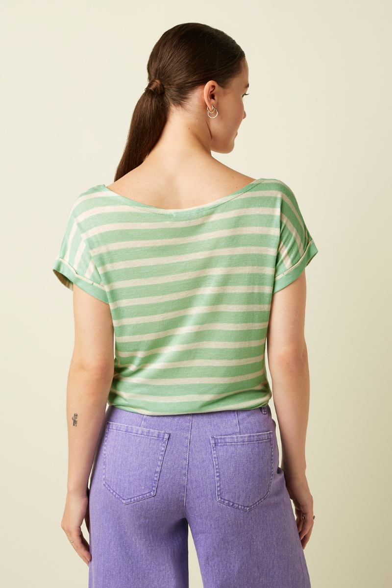 gestreiftes und hellgrünes und mintgrünes leichtes T-Shirt für den Sommer von King Louie im Youmee.market Bern