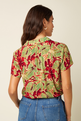 Kurzarm-Bluse mit botanischem Blumen- und Pflanzenprint von King Louie im Youmee.market Bern