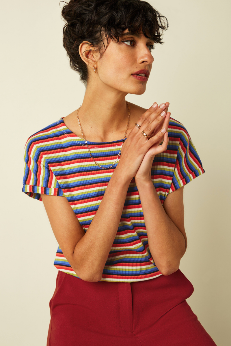 Gestreiftes buntes T-Shirt von King Louie für den Sommer im Youmee.market Bern