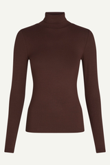 Top Rollneck Uni Rib Chocolate