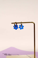 Ohrschmuck Flower Hoops Royal-Blue