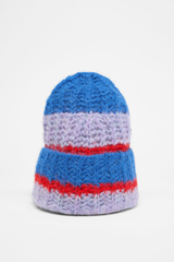 Mütze Grobstrick Blue Violet Stripe