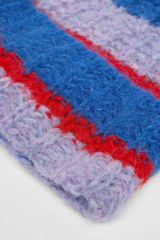 Mütze Grobstrick Blue Violet Stripe
