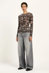 Langarmshirt Tencel Animal Stripes Rose