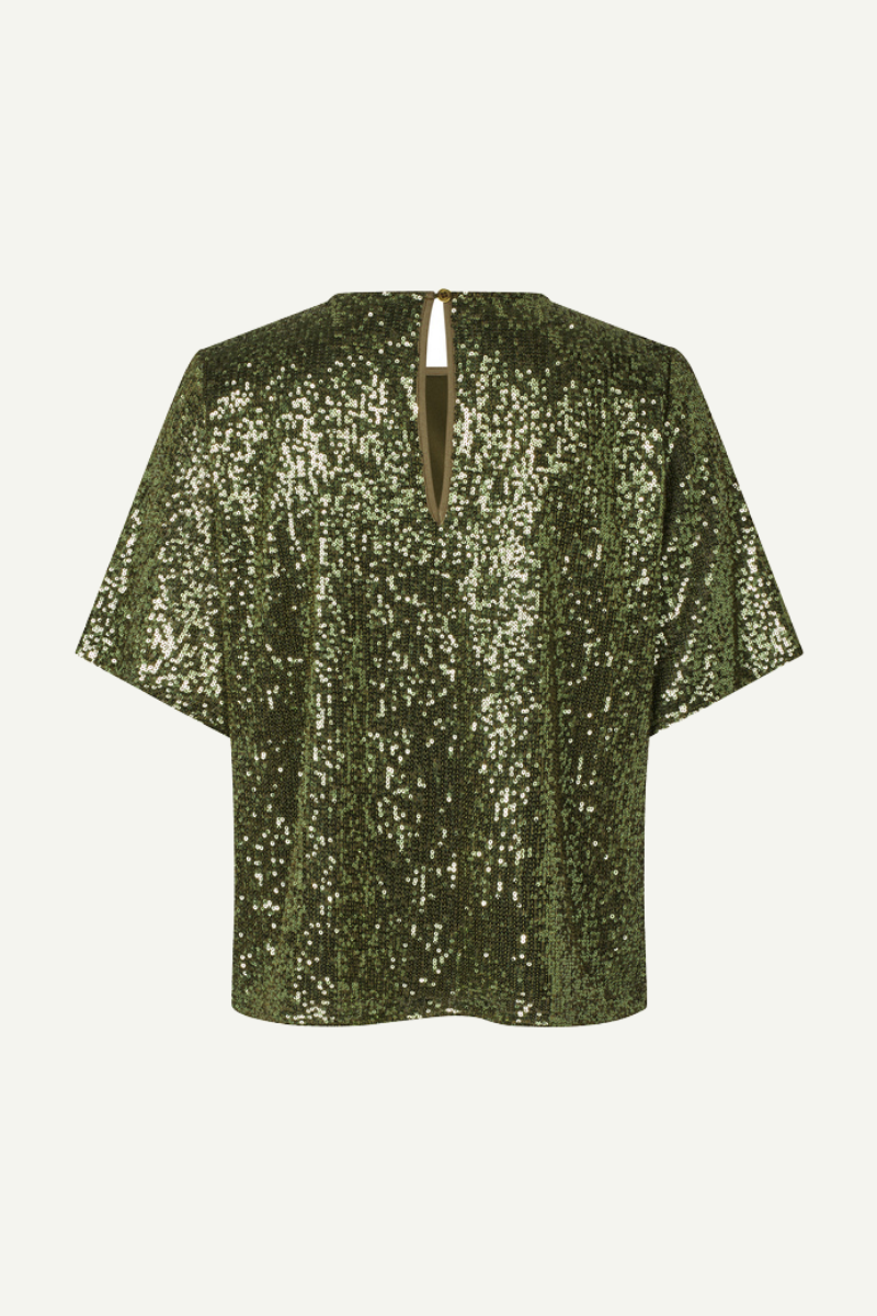Pailletten Bluse kurzärmelig in grün im youmee.market in Bern 