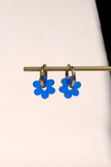 Ohrschmuck Flower Hoops Royal-Blue