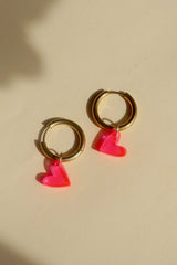 Ohrschmuck Heart Hoops Neonpink