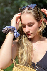 Scrunchie CHOUCHOU BRIGITTE - Karo White and Blue